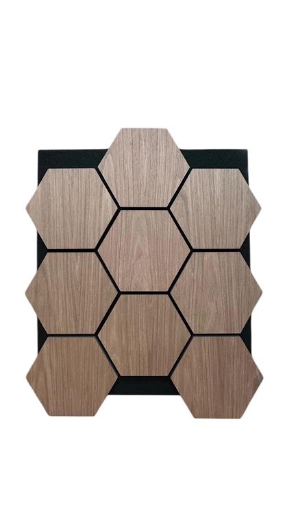 Pack Of x4 Wooden Acoustic Wall Hexagon Panels 700mm x 570mm Light Oak