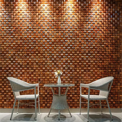 Solid Wood 3D Mosaic Panel Premium ✅(30 x 30 cm)