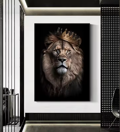 Premium Wall Art - King of the Jungle Crowned Lion (Multiple Sizes Available)