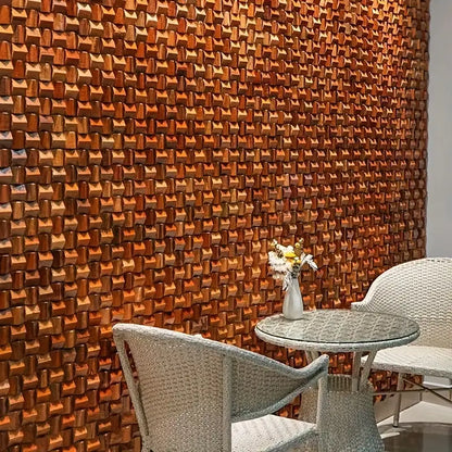 Solid Wood 3D Mosaic Panel Premium ✅(30 x 30 cm)