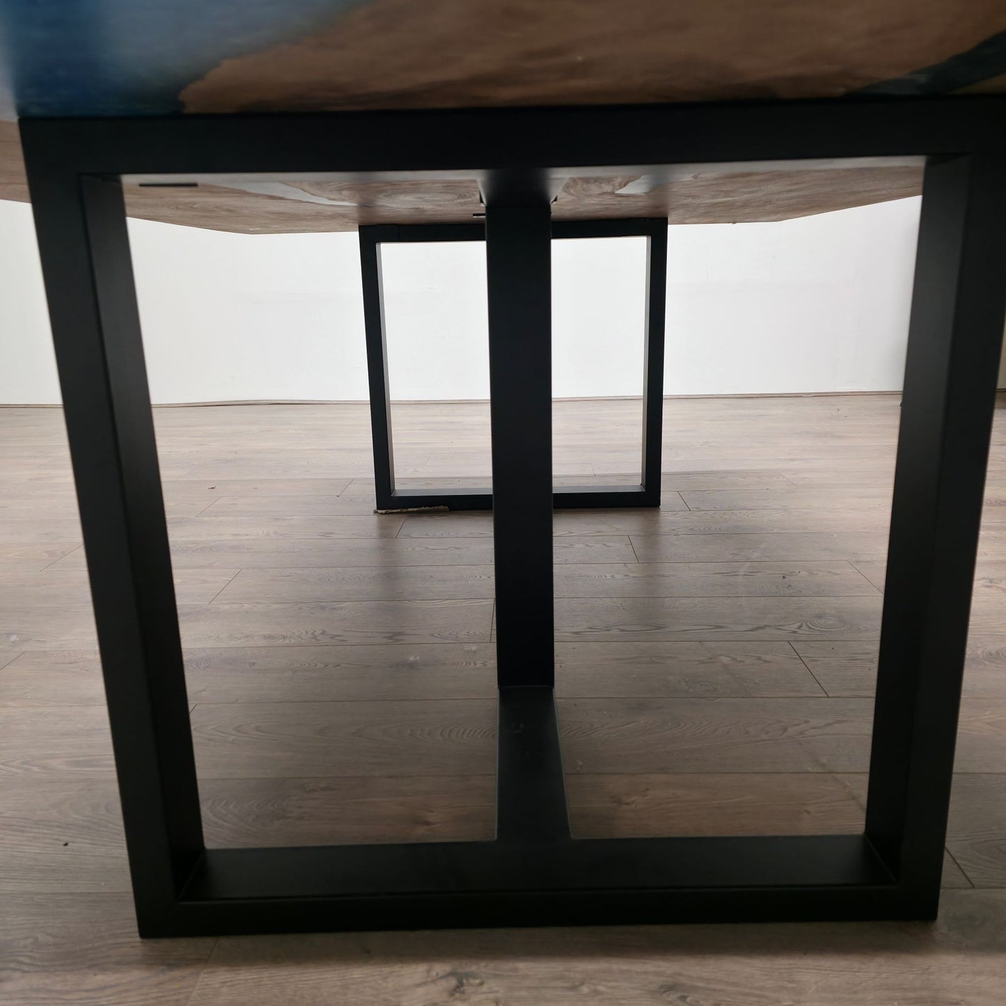 210cm x 145cm Blue Resin Live Edge East Indian Walnut Dining Table