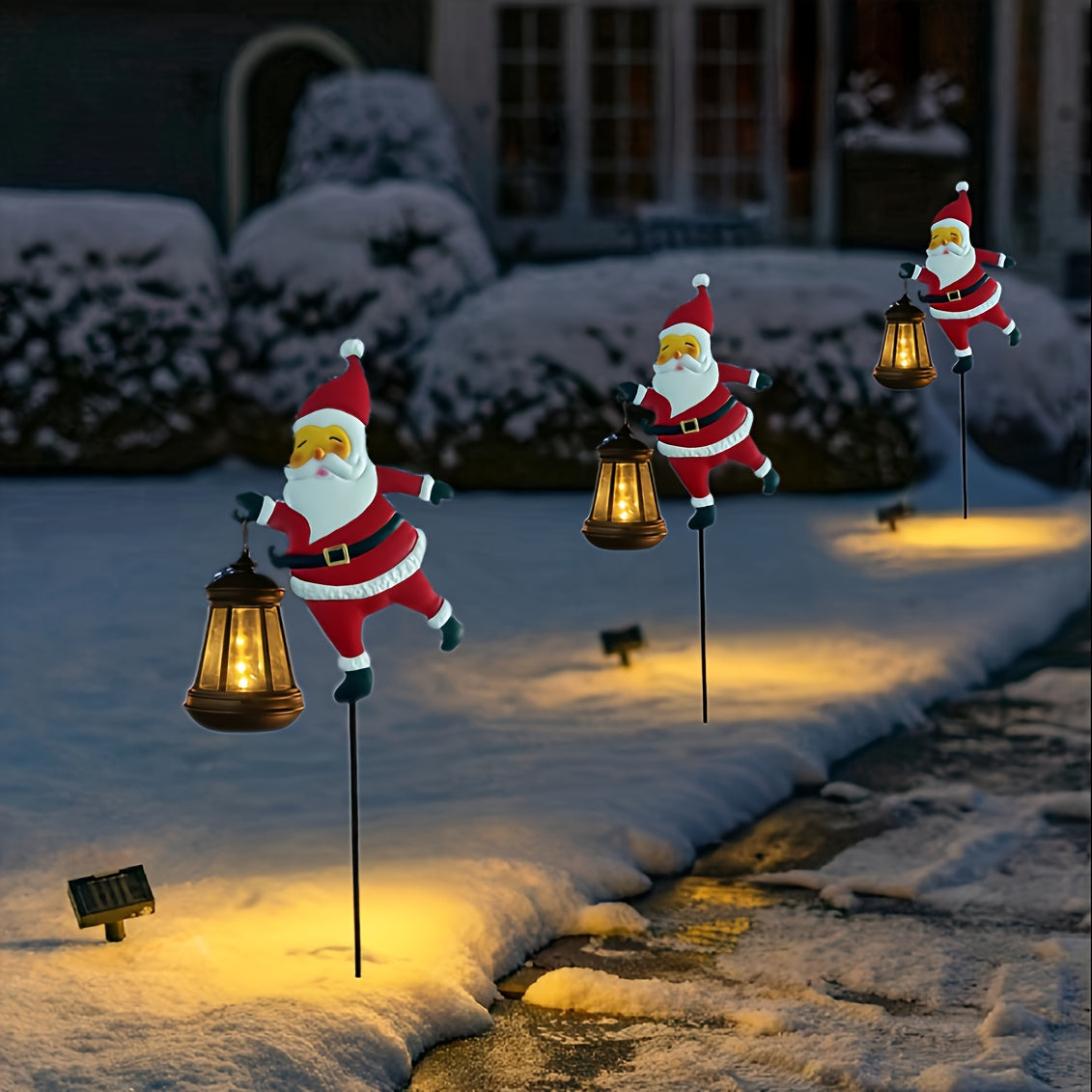 GlowFest Solar Festive Lantern Hero - Decorative Lights - Festive Santa Claus Figurine with Lanterns, Energy-Efficient Outdoor Holiday Decor for Garden